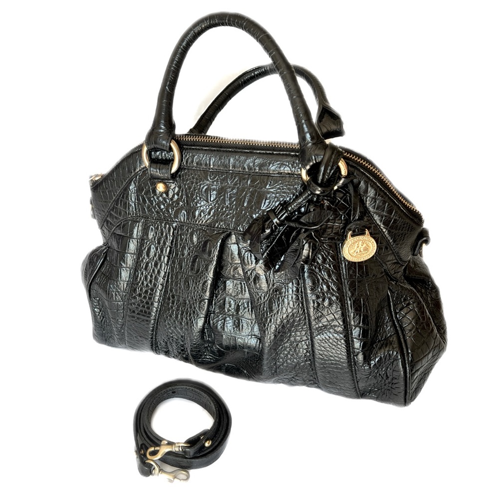 Vintage Brahmin Louise Rose Croc Leather Satchel